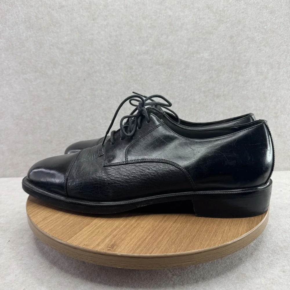Florsheim Shoes Mens Size 10 Black Leather Derby Dress Lace Up Cap Toe K18150 01